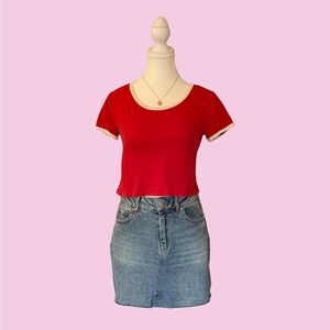 Forever 21 Red Crop Top T-Shirt